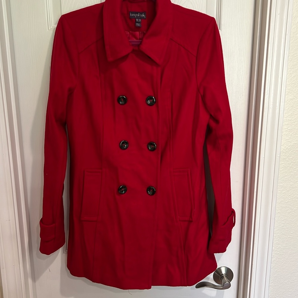 Red wool peacoat